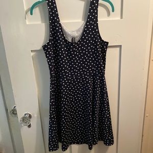 Navy Blue Polka Dotted Dress